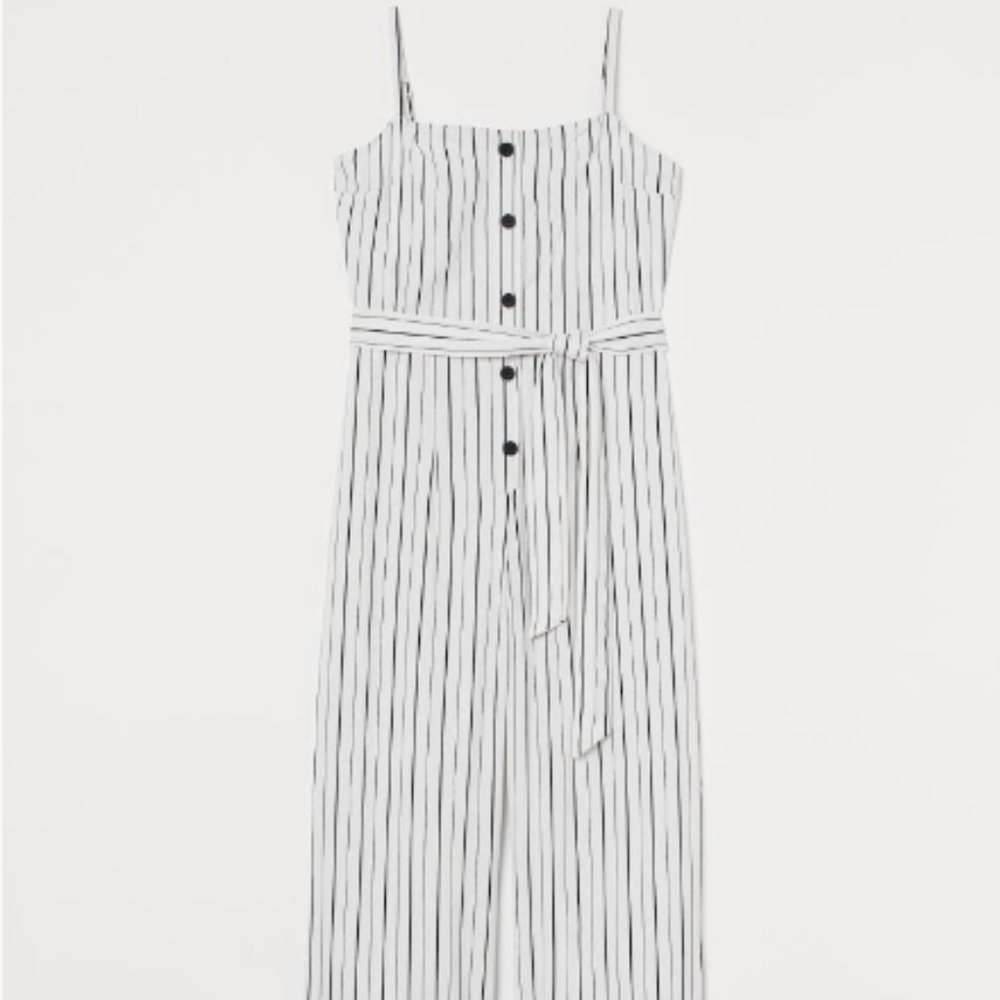 H&M Tie-Belt Striped Jumpsuit